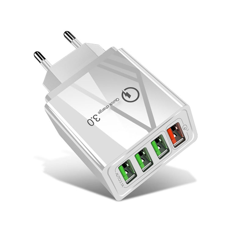 30W QC 3.0 USB + 3 USB 2.0 Ports Mobile Phone Tablet PC Universal Quick Charger Travel Charger, EU Plug(White) - USB Charger by buy2fix | Online Shopping UK | buy2fix