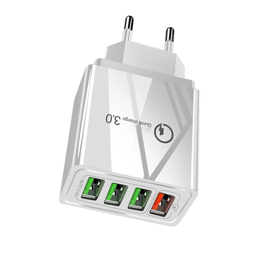 30W QC 3.0 USB + 3 USB 2.0 Ports Mobile Phone Tablet PC Universal Quick Charger Travel Charger, EU Plug(White) - USB Charger by buy2fix | Online Shopping UK | buy2fix