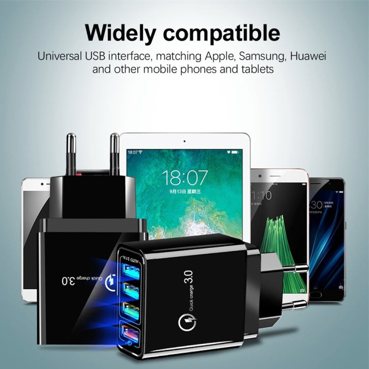 30W QC 3.0 USB + 3 USB 2.0 Ports Mobile Phone Tablet PC Universal Quick Charger Travel Charger, EU Plug(White) - USB Charger by buy2fix | Online Shopping UK | buy2fix