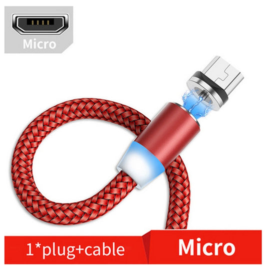 USB to Micro USB Magnetic Metal Connector Nylon Two-color Braided Magnetic Data Cable, Cable Length: 1m(Red) by buy2fix