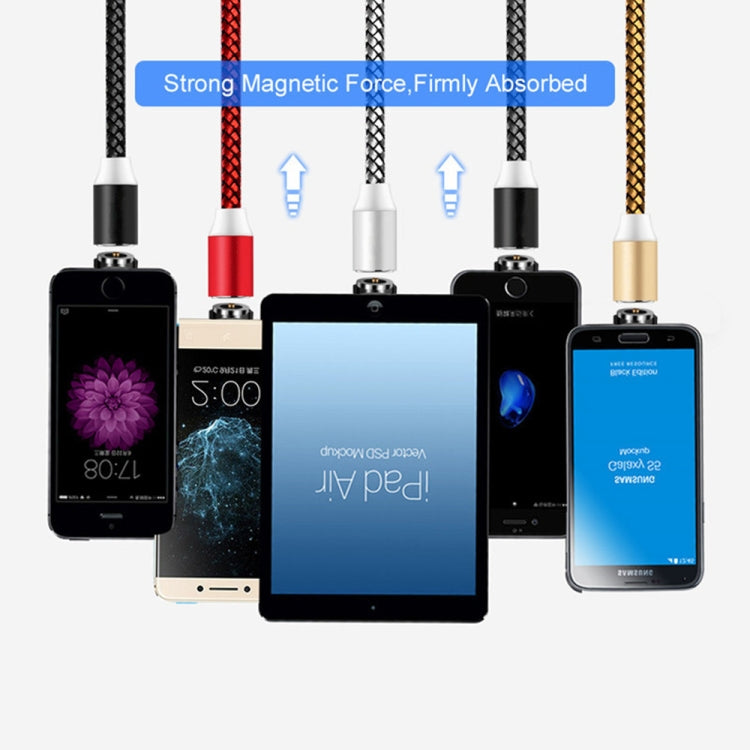 3 in 1 USB to 8 Pin + Type-C/USB-C + Micro USB Magnetic Metal Interface Nylon Braided Charging Cable, Length: 1m(Black) by buy2fix