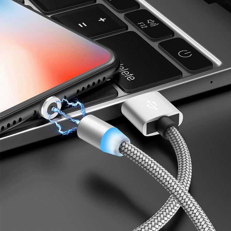 3 in 1 USB to 8 Pin + Type-C/USB-C + Micro USB Magnetic Metal Interface Nylon Braided Charging Cable, Length: 1m(Silvery) - Charging Cable & Head by buy2fix | Online Shopping UK | buy2fix