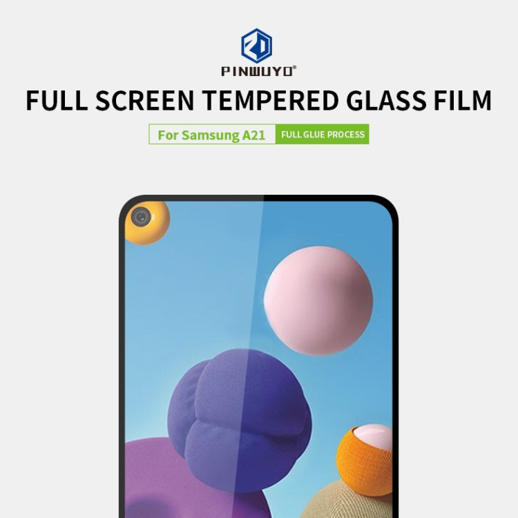 For Samsung Galaxy A21 PINWUYO 9H 2.5D Full Screen Tempered Glass Film(Black) - Galaxy Tempered Glass by PINWUYO | Online Shopping UK | buy2fix
