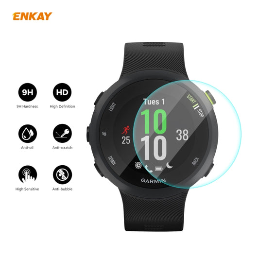 For Garmin Forerunner 45 / 45S ENKAY Hat-Prince 0.2mm 9H 2.15D Curved Edge Tempered Glass Screen Protector Watch Film by ENKAY