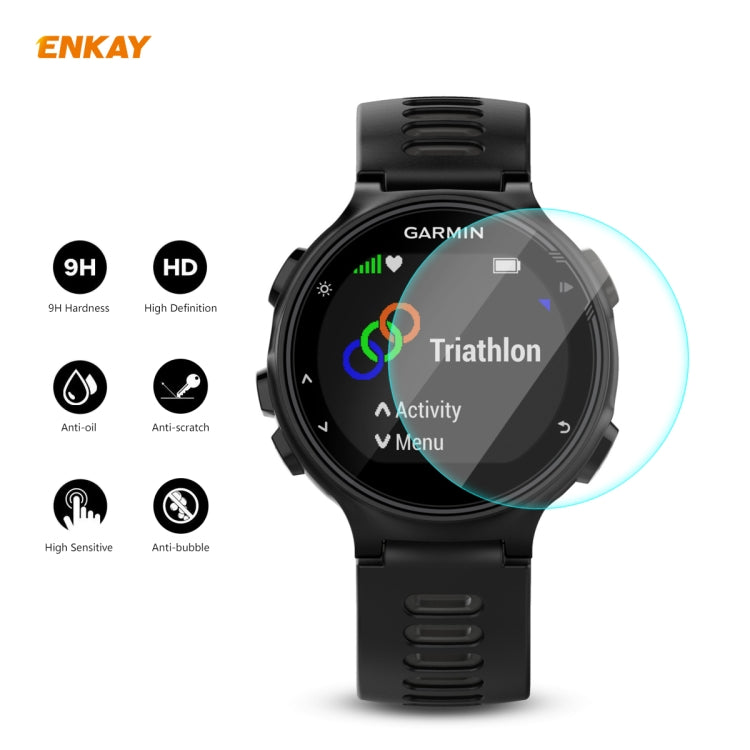 For Garmin Forerunner 735 / 735XT ENKAY Hat-Prince 0.2mm 9H 2.15D Curved Edge Tempered Glass Screen Protector Watch Film - Screen Protector by ENKAY | Online Shopping UK | buy2fix
