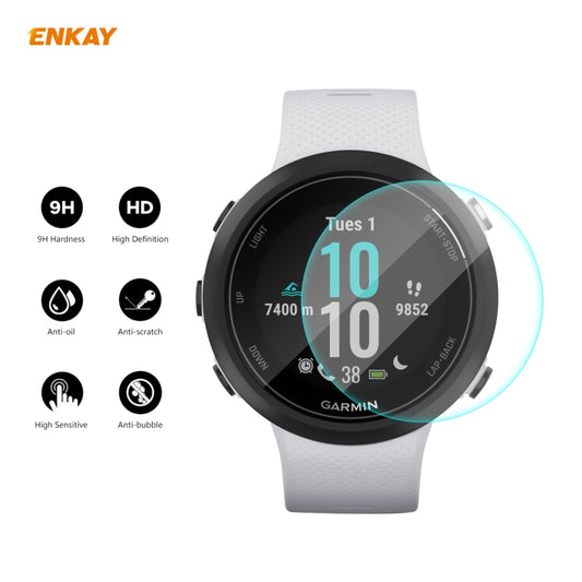 For Garmin Swim 2 ENKAY Hat-Prince 0.2mm 9H 2.15D Curved Edge Tempered Glass Screen Protector Watch Film by ENKAY