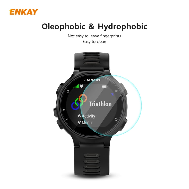 For Garmin Forerunner 735 / 735XT 2 PCS ENKAY Hat-Prince 0.2mm 9H 2.15D Curved Edge Tempered Glass Screen Protector Watch Film - Screen Protector by ENKAY | Online Shopping UK | buy2fix
