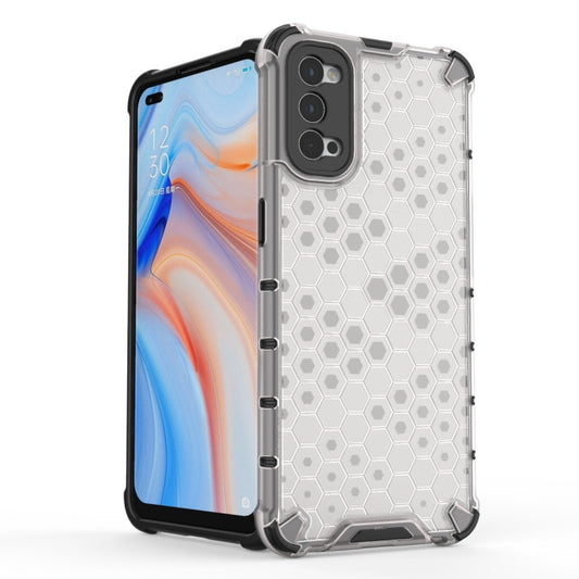 For OPPO Reno4 Shockproof Honeycomb PC + TPU Case(White) by buy2fix