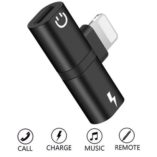 Zs-18182 2 in 1 8 Pin Male to 8 Pin Charging + 8 Pin Audio Female Connector Earphone Adapter, Supports Call & Volume Control(Black) by buy2fix