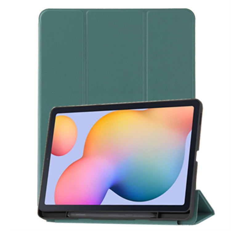 For Samsung Galaxy S6 Lite P610 Honeycomb Ventilation Foldable Deformation Horizontal Flip PU Leather Case with 3-Folding Holder & Pen Slot & Smart Sleep / Wake-up(Dark Night Green) - Tab S6 Lite P610 / P615 by buy2fix | Online Shopping UK | buy2fix