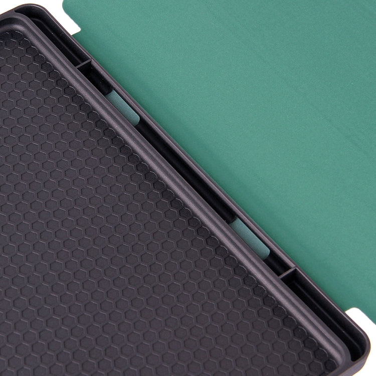 For Samsung Galaxy S6 Lite P610 Honeycomb Ventilation Foldable Deformation Horizontal Flip PU Leather Case with 3-Folding Holder & Pen Slot & Smart Sleep / Wake-up(Dark Night Green) - Tab S6 Lite P610 / P615 by buy2fix | Online Shopping UK | buy2fix