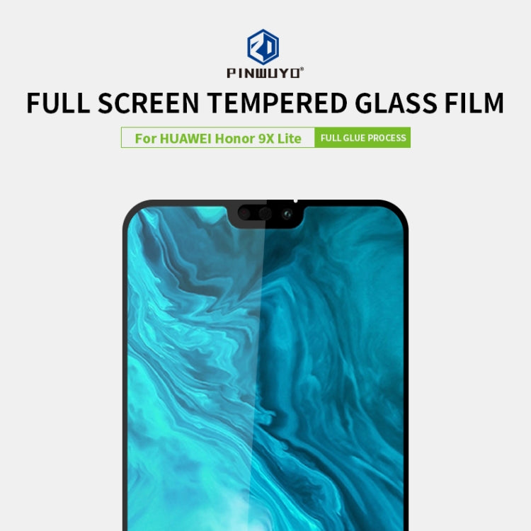 For Huawei Honor 9X Lite PINWUYO 9H 2.5D Full Screen Tempered Glass Film(Black) - Honor Tempered Glass by PINWUYO | Online Shopping UK | buy2fix