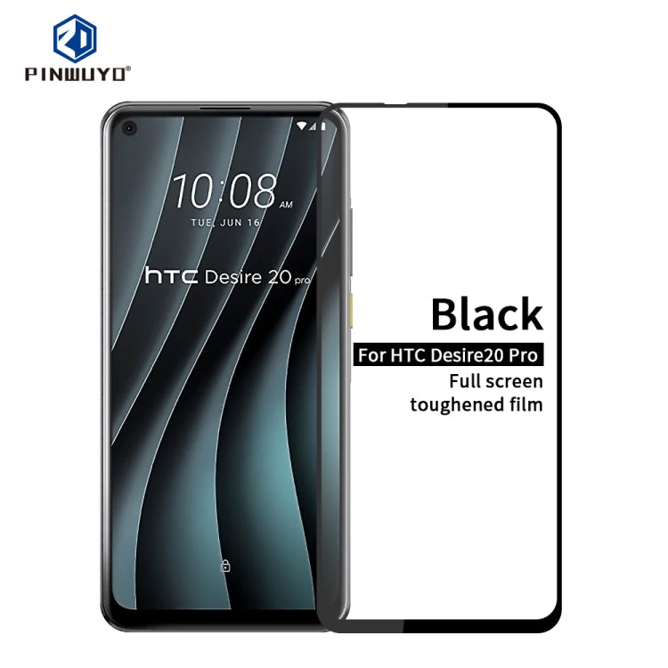 For HTC Desire 20 Pro PINWUYO 9H 2.5D Full Screen Tempered Glass Film(Black) - For HTC by PINWUYO | Online Shopping UK | buy2fix