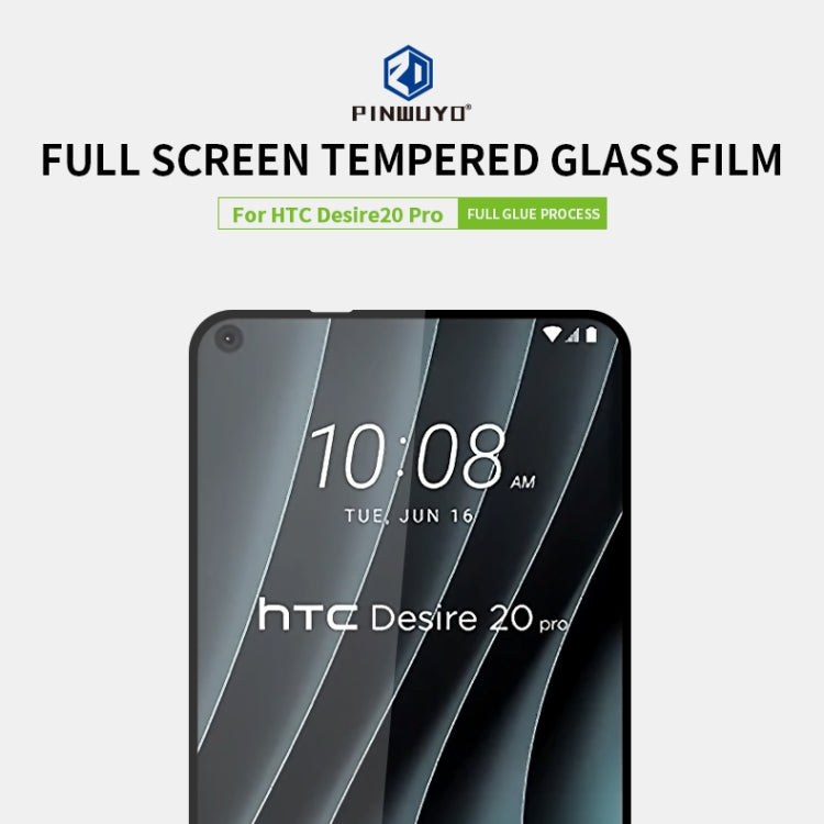 For HTC Desire 20 Pro PINWUYO 9H 2.5D Full Screen Tempered Glass Film(Black) - For HTC by PINWUYO | Online Shopping UK | buy2fix