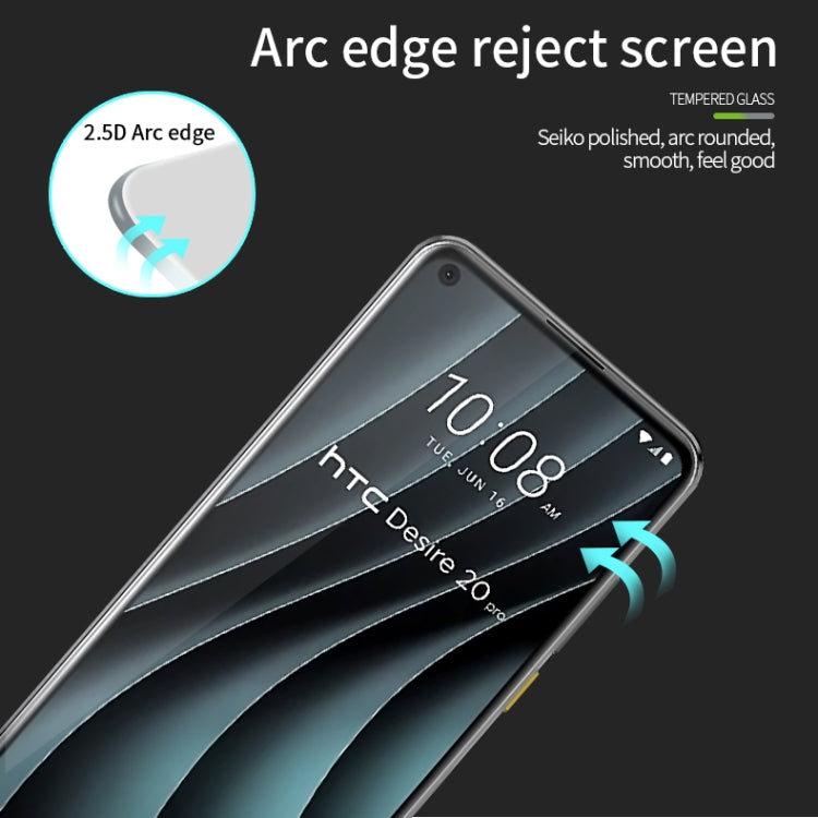 For HTC Desire 20 Pro PINWUYO 9H 2.5D Full Screen Tempered Glass Film(Black) - For HTC by PINWUYO | Online Shopping UK | buy2fix