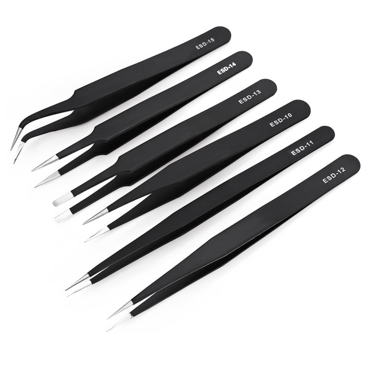 6 in 1 Stainless Steel Anti Static Tweezers Set - Tweezers by buy2fix | Online Shopping UK | buy2fix