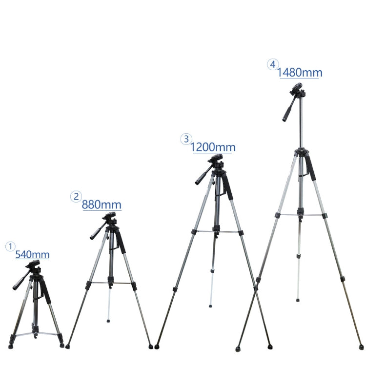 L-1200 Camera Tripod Live Broadcast Bracket For Mobile Phones, Cameras, Projectors 55-148CM Universal Adjustable Tripod (Silver) - Tripods by buy2fix | Online Shopping UK | buy2fix