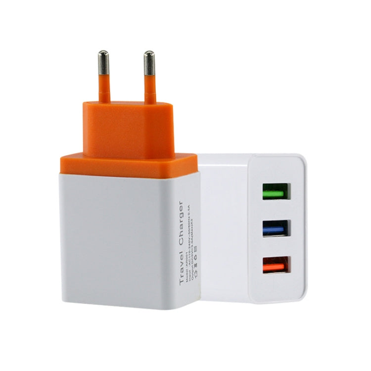 2A 3 USB PortsTravel Charger, EU Plug(Orange) - USB Charger by buy2fix | Online Shopping UK | buy2fix