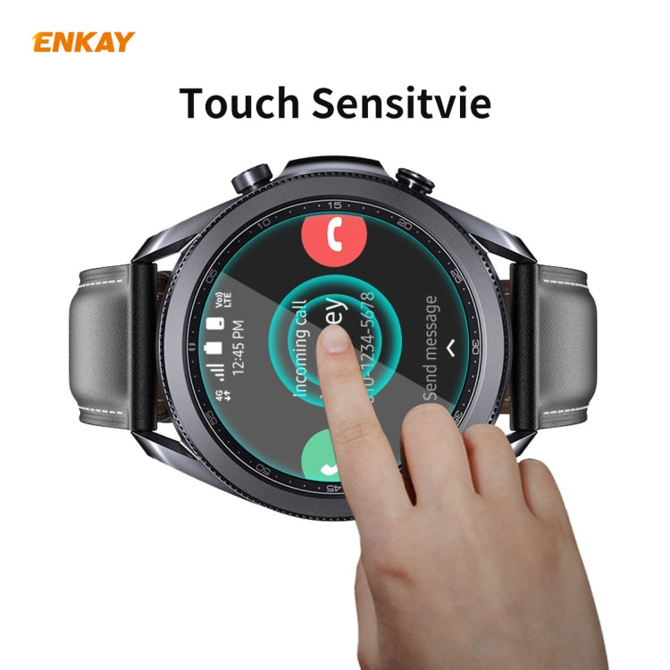 For Samsung Galaxy Watch 3 45mm 2 PCS ENKAY Hat-Prince 0.2mm 9H 2.15D Curved Edge Tempered Glass Screen Protector Watch Film - Screen Protector by ENKAY | Online Shopping UK | buy2fix