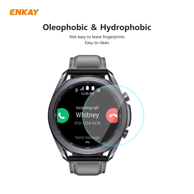 For Samsung Galaxy Watch 3 45mm 2 PCS ENKAY Hat-Prince 0.2mm 9H 2.15D Curved Edge Tempered Glass Screen Protector Watch Film - Screen Protector by ENKAY | Online Shopping UK | buy2fix