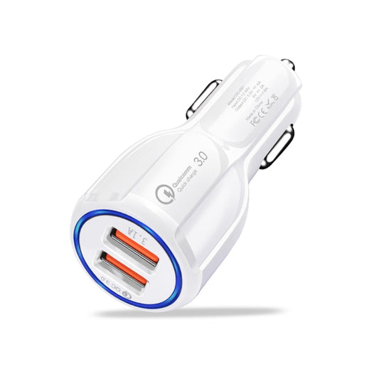 Qc3.0 Dual USB 6A Vehicle Fast Charger / Mobile Phone Tablet Fast Charging(White) by buy2fix