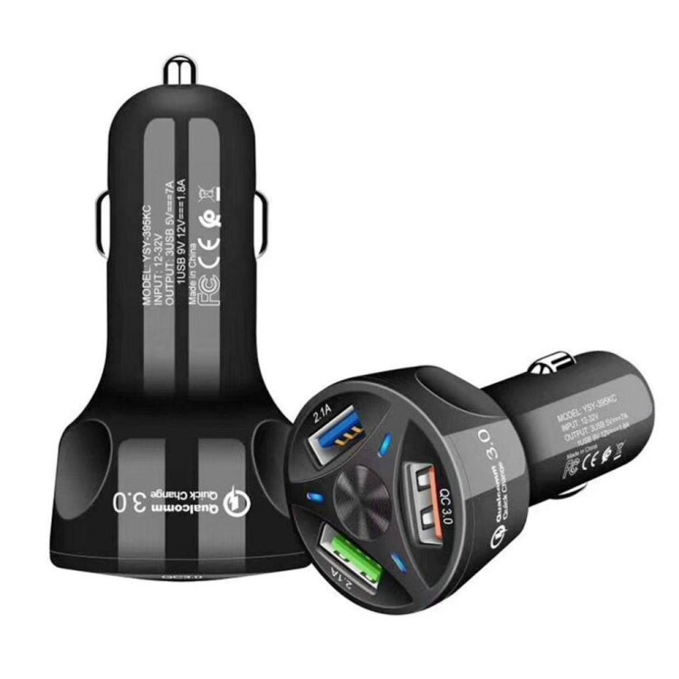 YSY-395KC QC3.0 3 USB 35W High Power Vehicle Charger / Mobile Phone Tablet Universal Vehicle Charger(Black) - Car Charger by buy2fix | Online Shopping UK | buy2fix
