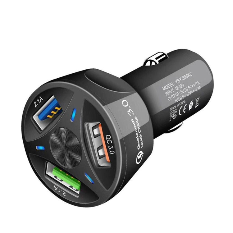 YSY-395KC QC3.0 3 USB 35W High Power Vehicle Charger / Mobile Phone Tablet Universal Vehicle Charger(Black) - Car Charger by buy2fix | Online Shopping UK | buy2fix