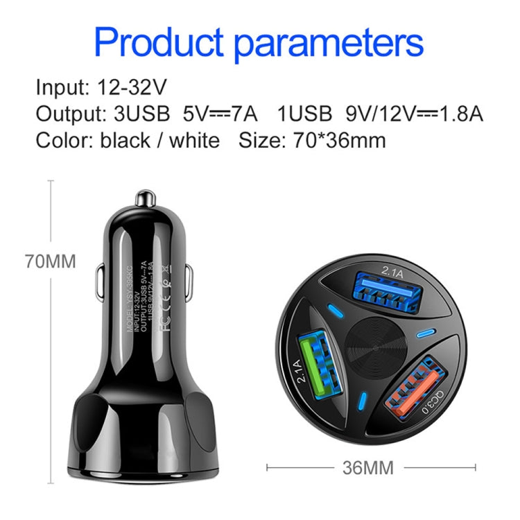 YSY-395KC QC3.0 3 USB 35W High Power Vehicle Charger / Mobile Phone Tablet Universal Vehicle Charger(Black) - Car Charger by buy2fix | Online Shopping UK | buy2fix