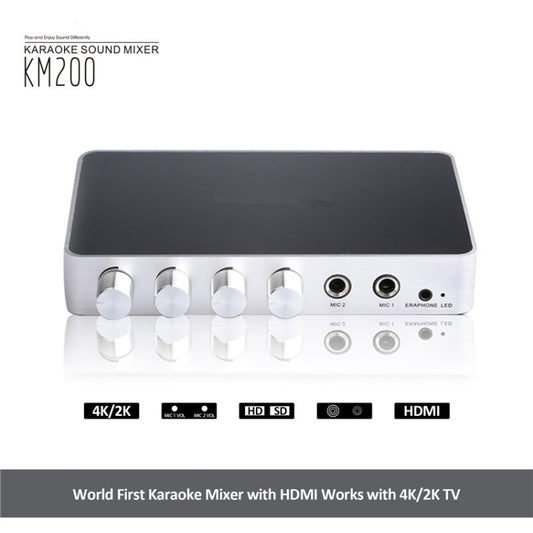 KM200 Portable Digital Stereo Audio Echo System Machine HDMI Karaoke Mixer Amplifier 4K/2K TV PC Home Theater - Microphone Audio Cable & Connector by buy2fix | Online Shopping UK | buy2fix