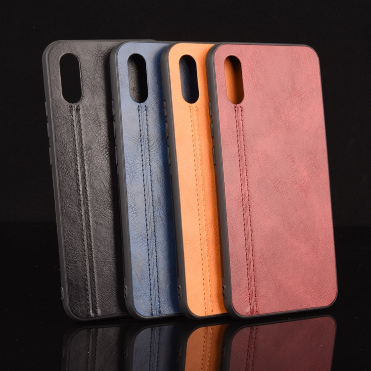 For Xiaomi Redmi 9A Shockproof Sewing Cow Pattern Skin PC + PU + TPU Case(Black) by buy2fix