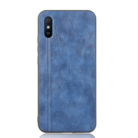 For Xiaomi Redmi 9A Shockproof Sewing Cow Pattern Skin PC + PU + TPU Case(Blue) by buy2fix