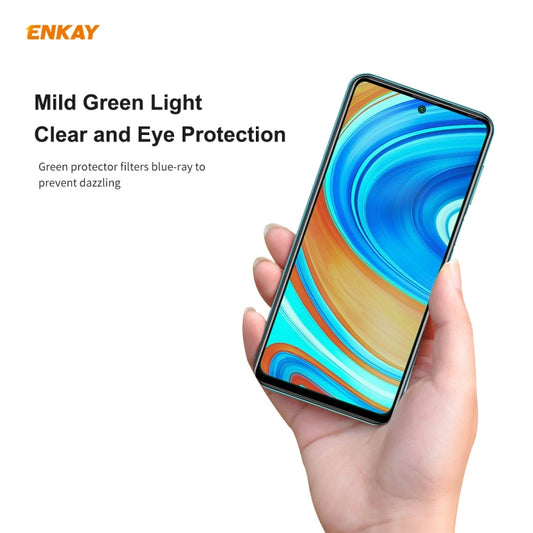 For Xiaomi Redmi Note 9S/Note 9 Pro 2 PCS ENKAY Hat-Prince 0.26mm 9H 6D Curved Full Screen Eye Protection Green Film Tempered Glass Protector by ENKAY