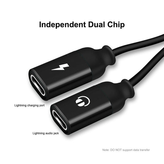 ENKAY ENK-AT104 8 Pin to Dual 8 Pin Charging Listen to Songs Aluminum Alloy Adapter Conversion Cable(Black) by ENKAY