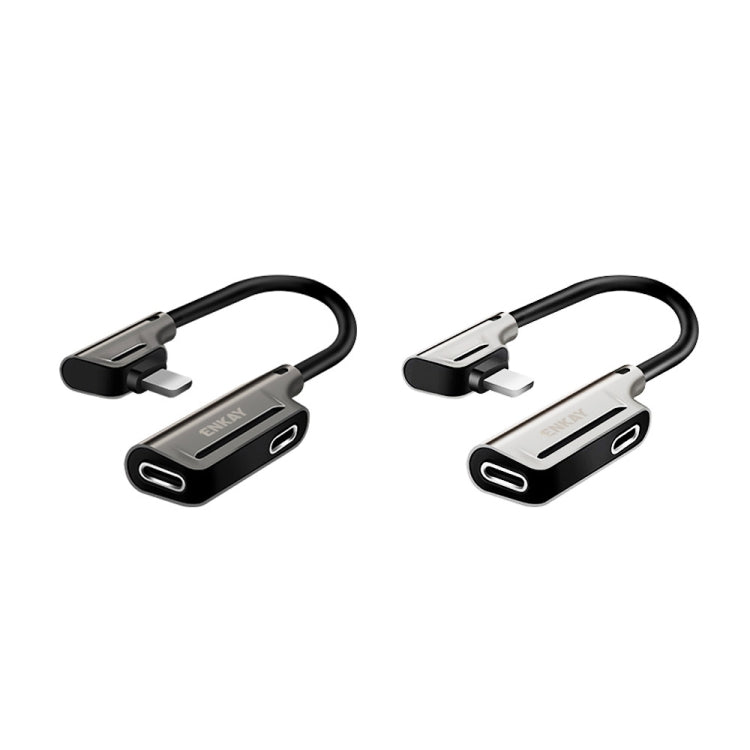 ENKAY ENK-AT102 8 Pin to 8 Pin Charging + 8 Pin Audio Interfaces Charging and Listening to Songs Zinc Alloy Adapter Converter(Dark Grey) by ENKAY