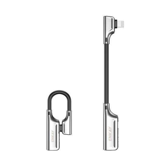 ENKAY ENK-AT102 8 Pin to 8 Pin Charging + 8 Pin Audio Interfaces Charging and Listening to Songs Zinc Alloy Adapter Converter(Silver) by ENKAY