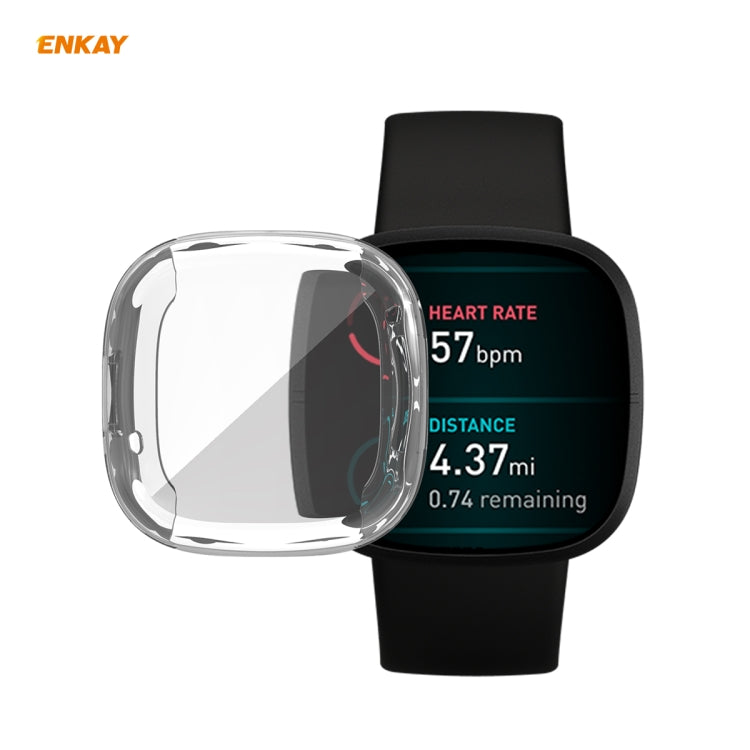 For Fitbit Versa 3 / Fitbit Sense ENKAY Hat-Prince ENK-AC8208 Full Coverage Transparent TPU Soft Case - Watch Cases by ENKAY | Online Shopping UK | buy2fix