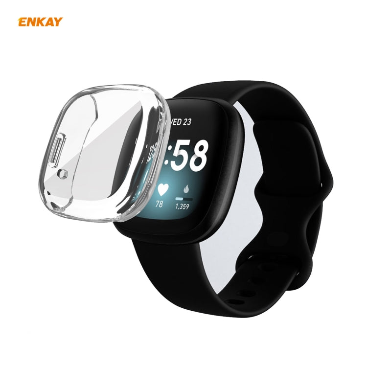 For Fitbit Versa 3 / Fitbit Sense ENKAY Hat-Prince ENK-AC8208 Full Coverage Transparent TPU Soft Case - Watch Cases by ENKAY | Online Shopping UK | buy2fix