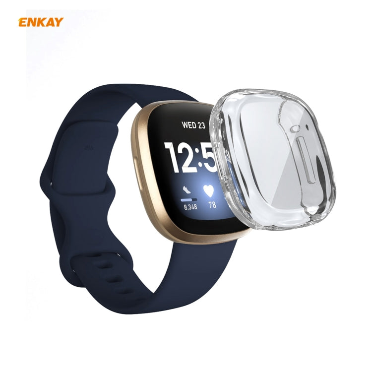 For Fitbit Versa 3 / Fitbit Sense ENKAY Hat-Prince ENK-AC8208 Full Coverage Transparent TPU Soft Case - Watch Cases by ENKAY | Online Shopping UK | buy2fix