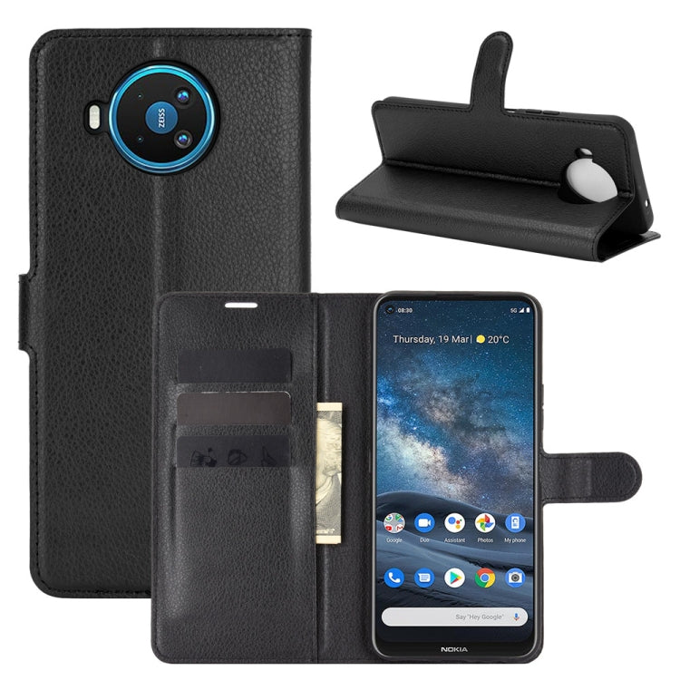 For Nokia 8.3 5G Litchi Texture Horizontal Flip Protective Case with Holder & Card Slots & Wallet(Black) - Nokia Cases by buy2fix | Online Shopping UK | buy2fix