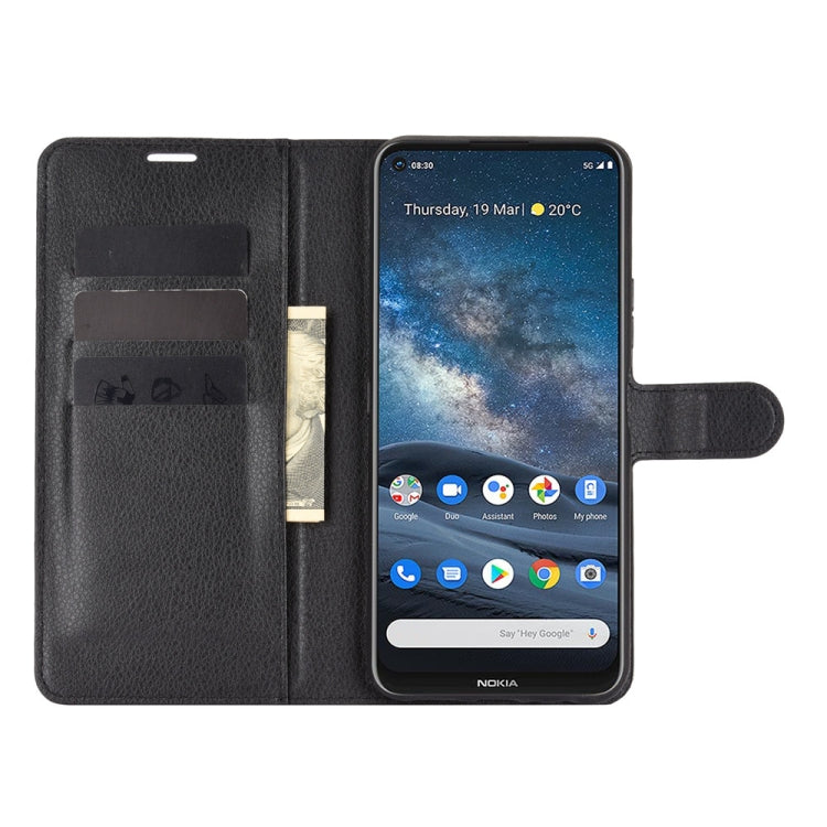 For Nokia 8.3 5G Litchi Texture Horizontal Flip Protective Case with Holder & Card Slots & Wallet(Black) - Nokia Cases by buy2fix | Online Shopping UK | buy2fix