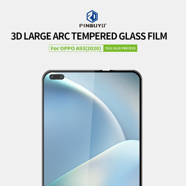 For OPPO A93(2020) PINWUYO 9H 3D Curved Full Screen Explosion-proof Tempered Glass Film(Black) - OPPO Tempered Glass by PINWUYO | Online Shopping UK | buy2fix