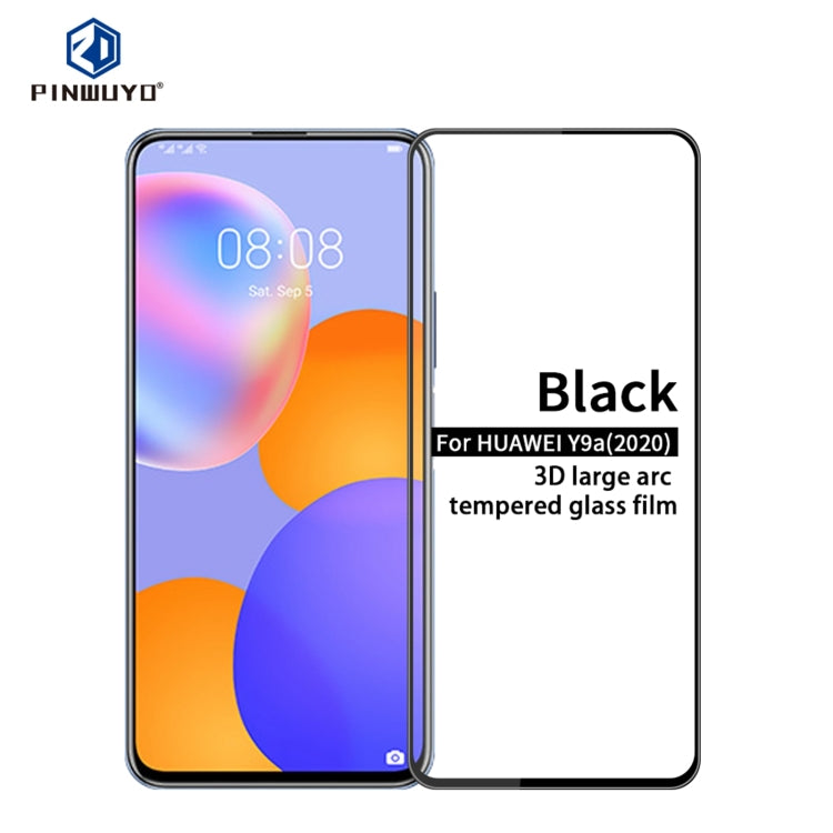 For Huawe Y9a (2020) PINWUYO 9H 3D Curved Full Screen Explosion-proof Tempered Glass Film(Black) - Huawei Tempered Glass by PINWUYO | Online Shopping UK | buy2fix