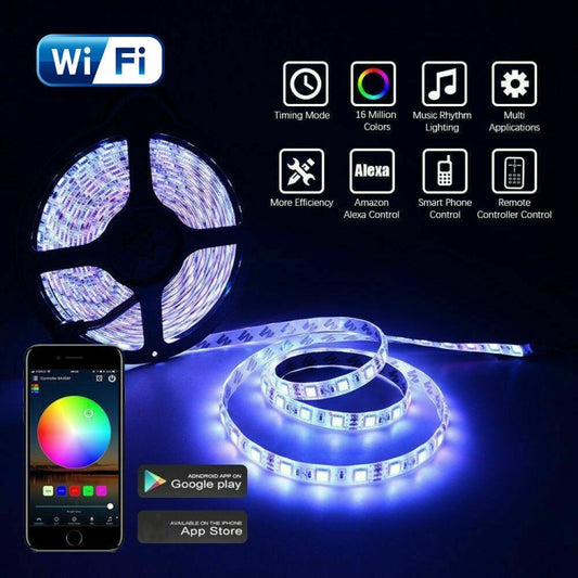 5M 5050 RGB LED Strip Light WIFI Smart Home Power Kit Set (Not waterproof) by buy2fix