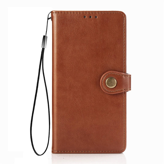 For Xiaomi Poco X3 NFC Retro Solid Color Leather Buckle Phone Case with Lanyard & Photo Frame & Card Slot & Wallet & Stand Function(Brown) by buy2fix