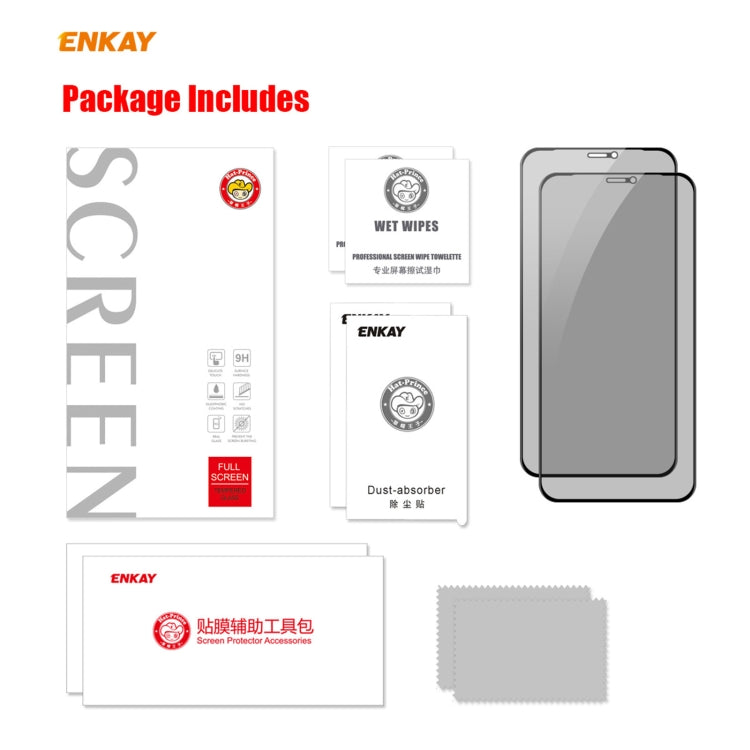 For iPhone 12 Pro Max 2pcs ENKAY Hat-Prince 0.26mm 9H 6D Privacy Anti-spy Full Screen Tempered Glass Film - iPhone 12 Pro Max Tempered Glass by ENKAY | Online Shopping UK | buy2fix