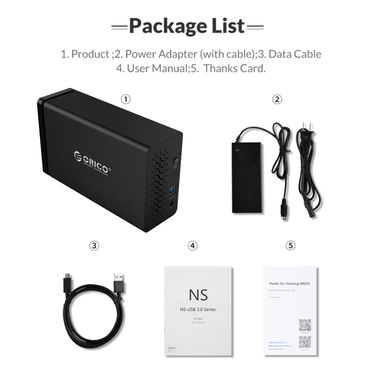 ORICO NS200U3 3.5 inch 2 Bay USB3.0 Hard Drive Enclosure - HDD Enclosure by ORICO | Online Shopping UK | buy2fix
