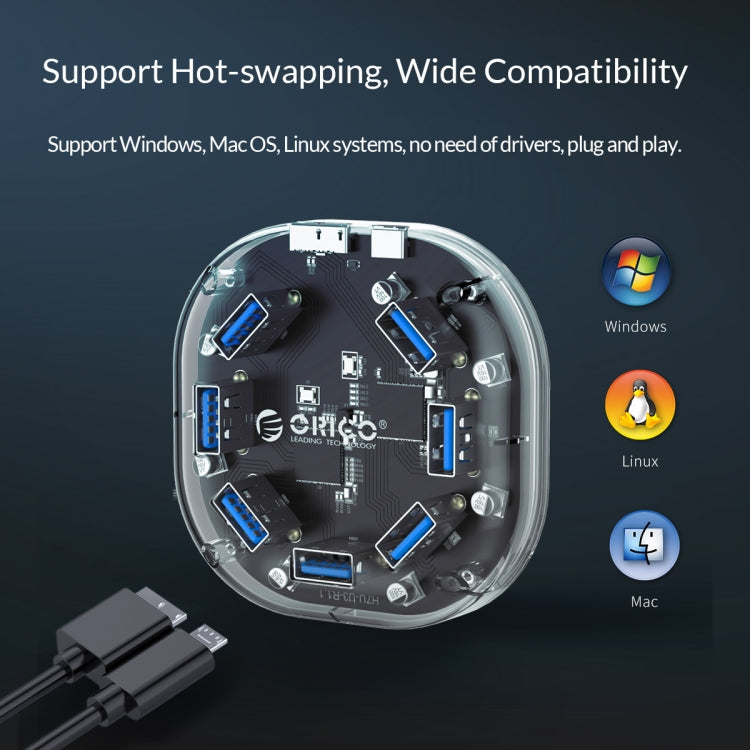 ORICO H7U-U3 7 Port USB3.0 Transparent HUB by ORICO