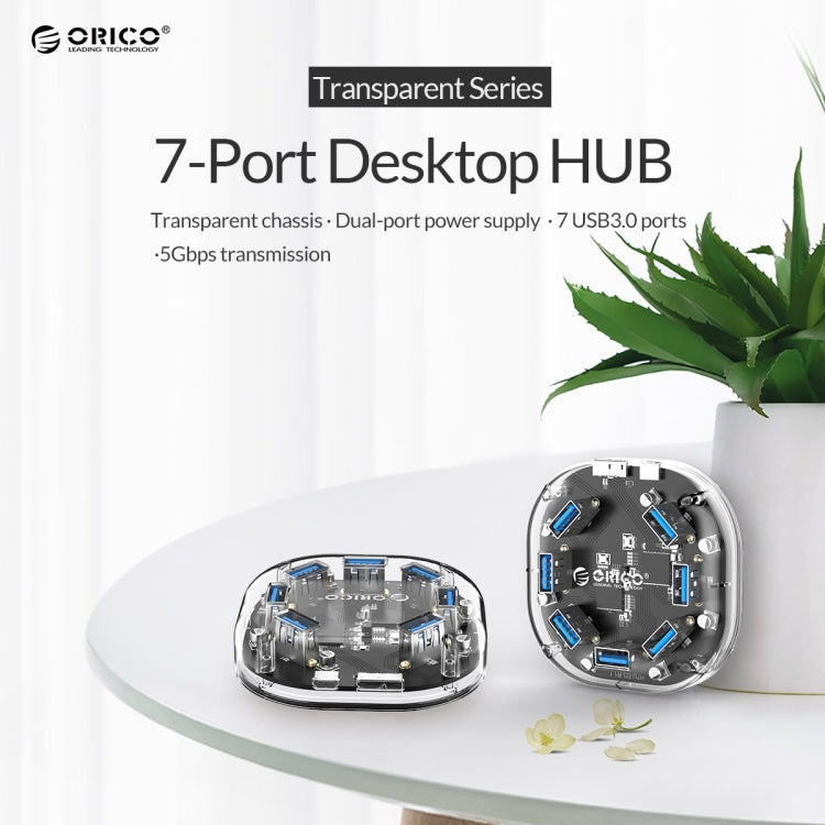 ORICO H7U-U3 7 Port USB3.0 Transparent HUB - USB 3.0 HUB by ORICO | Online Shopping UK | buy2fix