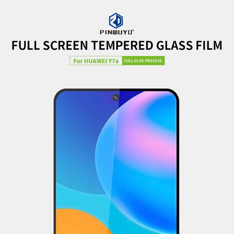 For Huawei Y7a PINWUYO 9H 2.5D Full Screen Tempered Glass Film(Black) - by PINWUYO | Online Shopping UK | buy2fix