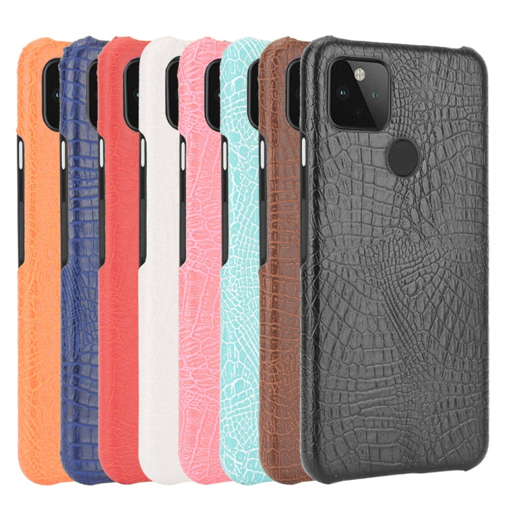 For Google Pixel 5 Shockproof Crocodile Texture PC + PU Case(Pink) by buy2fix